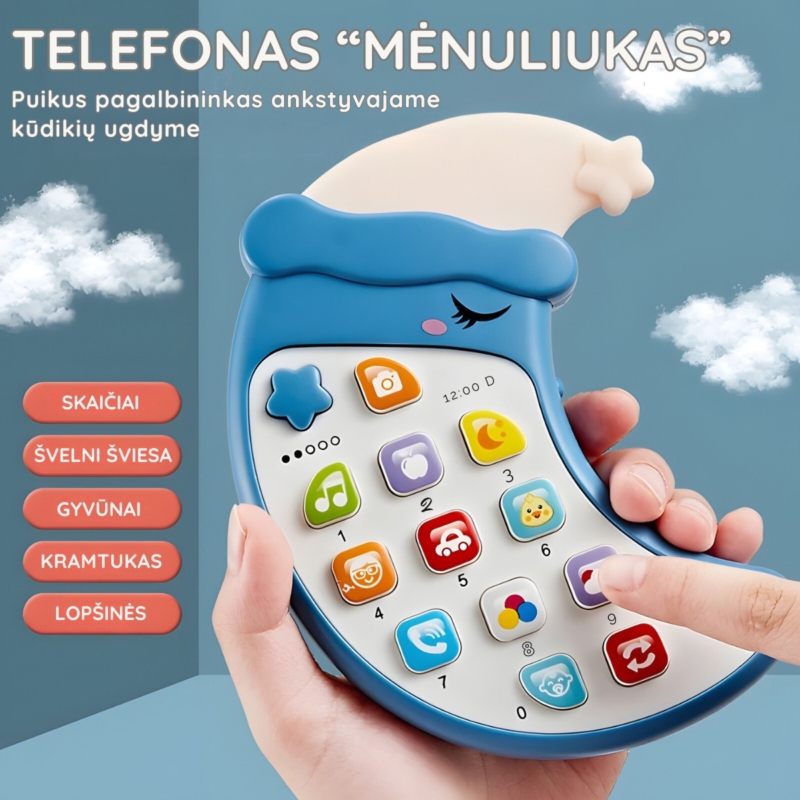 Muzikinis šviečiantis telefonas, geltonas
