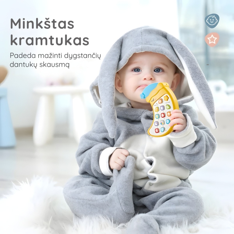 Muzikinis šviečiantis telefonas, geltonas