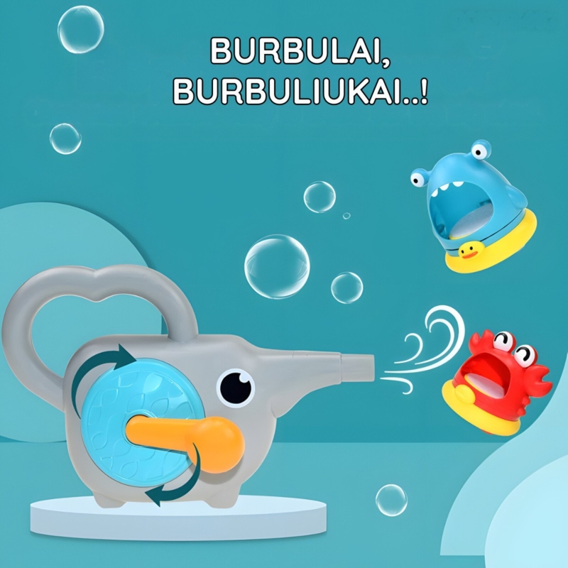 Burbulus pučiantis žaislas vaikams „Krabas“, mėlynas