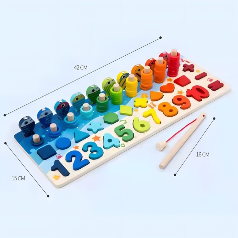 Medinė Montessori užimtumo lenta 4in1