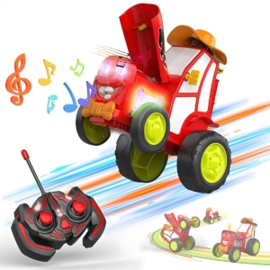 Interaktyvus šokinėjantis traktorius valdomas RC, raudonas