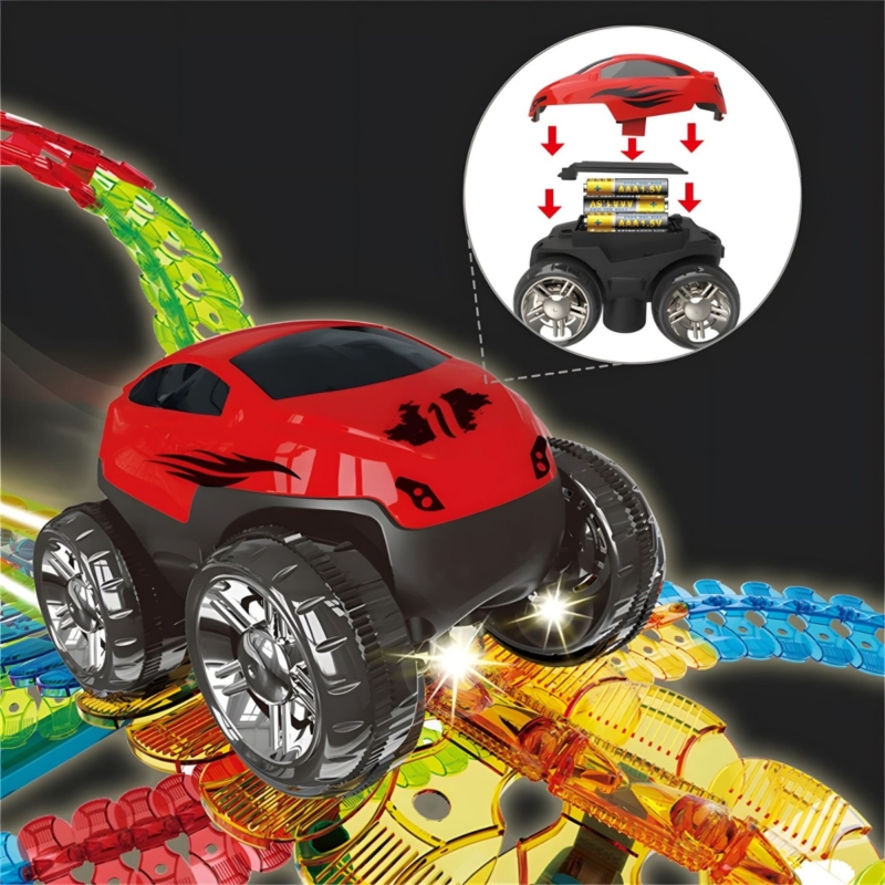 Šviečianti automobilių trasa su automodeliuku (46 det.)
