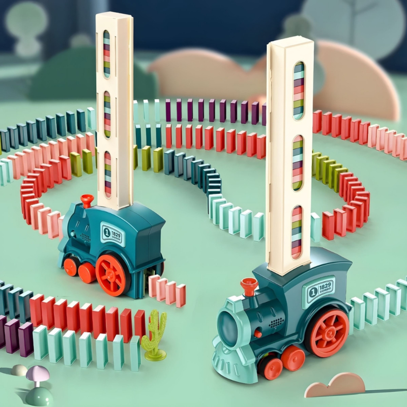 Elektrinis traukinukas "Domino" (120 det.), žalias