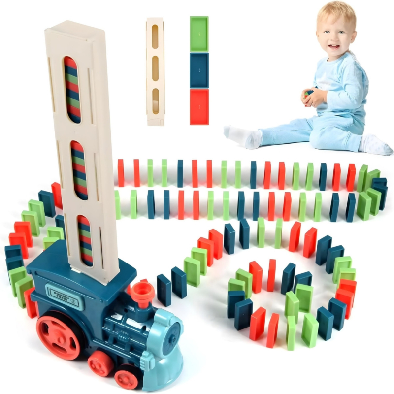 Elektrinis traukinukas "Domino" (120 det.), rožinis