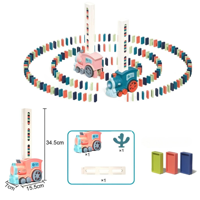 Elektrinis traukinukas "Domino" (120 det.), rožinis