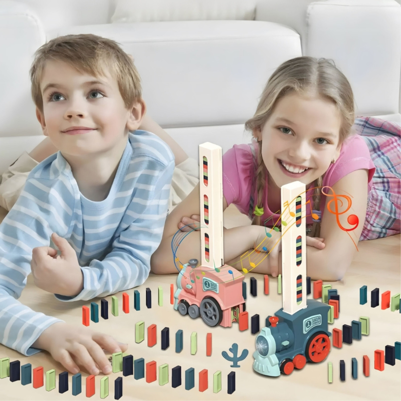 Elektrinis traukinukas "Domino" (120 det.), rožinis