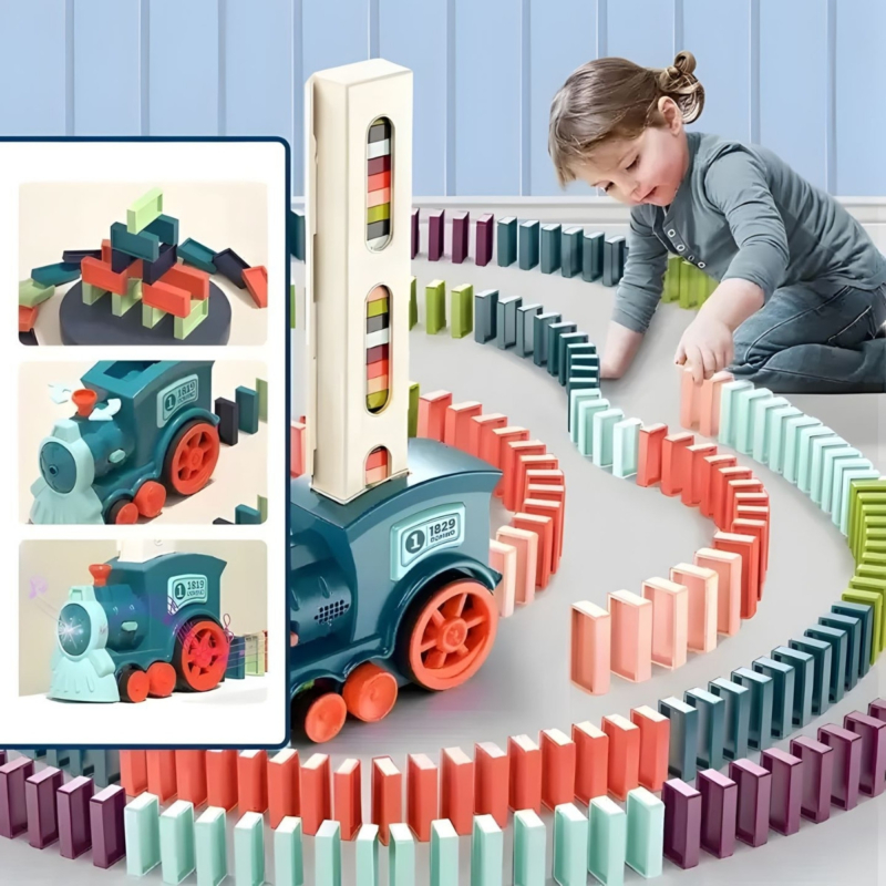 Elektrinis traukinukas "Domino" (120 det.), rožinis