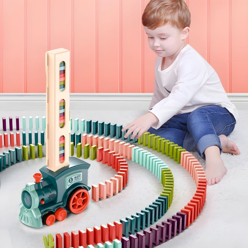 Elektrinis traukinukas "Domino" (120 det.), rožinis