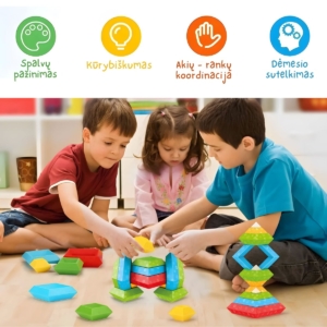 Spalvota Montessori geometrinė dėlionė - konstruktorius