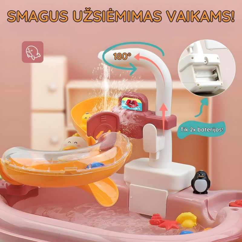 Daugiafunkcinė žaislinė kriauklė su vandens čiuožykla
