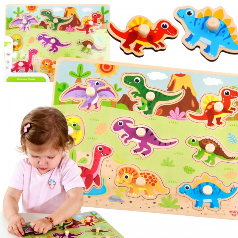 Tooky toy medinė dėlionė "Dinozaurai"