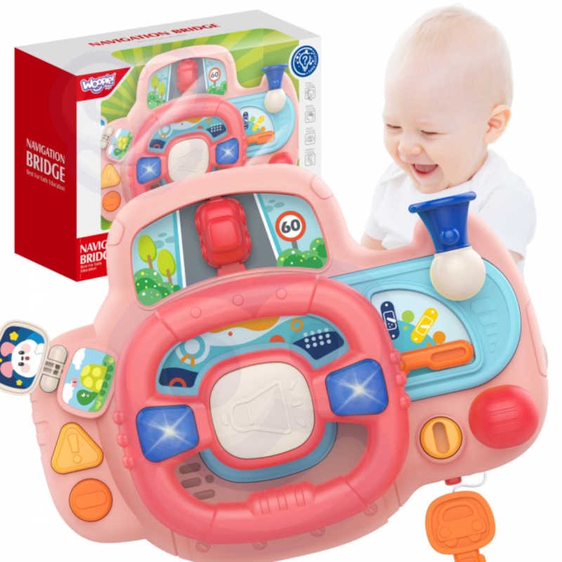 Woopie Baby žaislinis valdymo vairas vaikams, rožinis