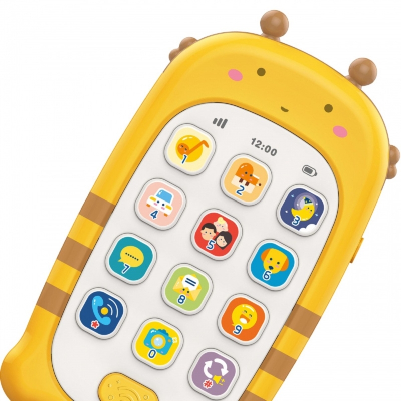 Woopie Baby žaislinis muzikinis telefonas vaikams, geltonas