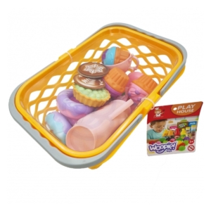 Žaislinis pirkinių krepšelis vaikams su priedais