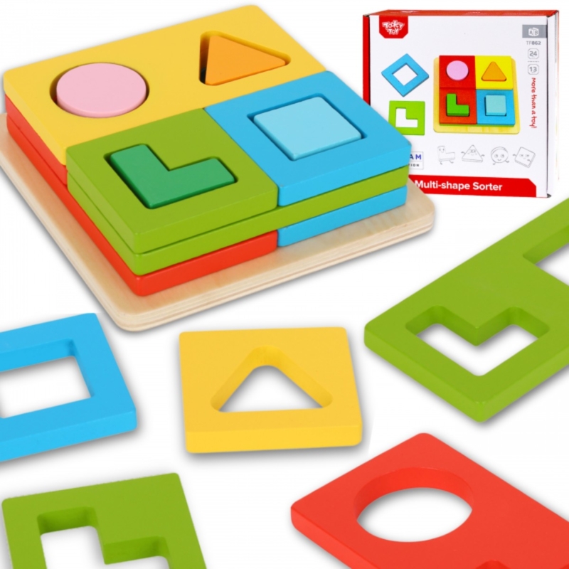 Tooky Toy medinė geometrinė formų dėlionė