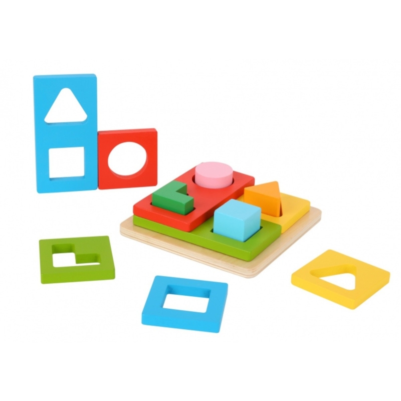 Tooky Toy medinė geometrinė formų dėlionė