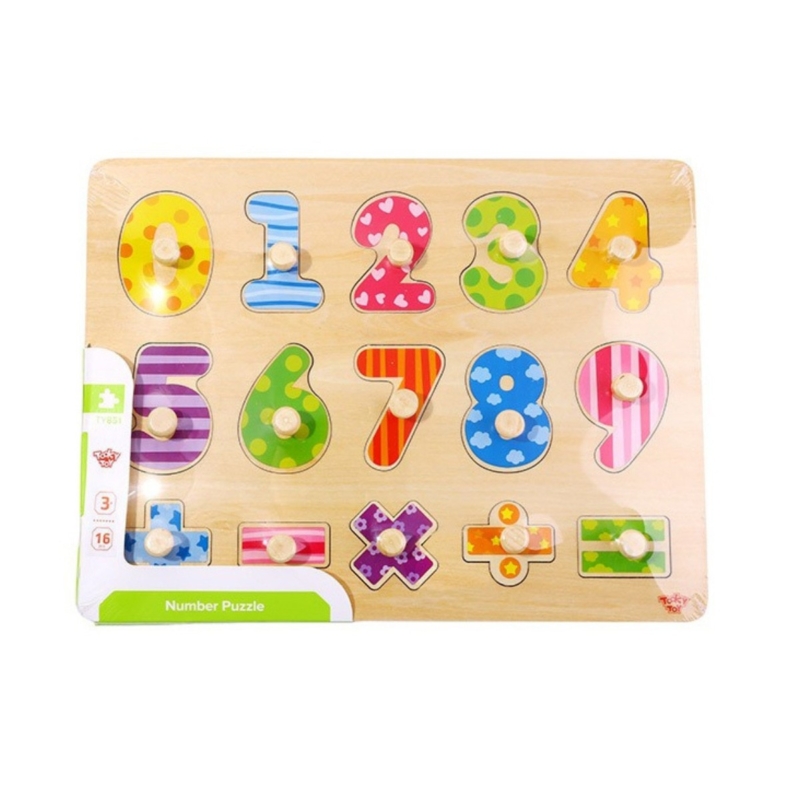 Tooky Toy medinė formų dėlionė "Skaičiai"