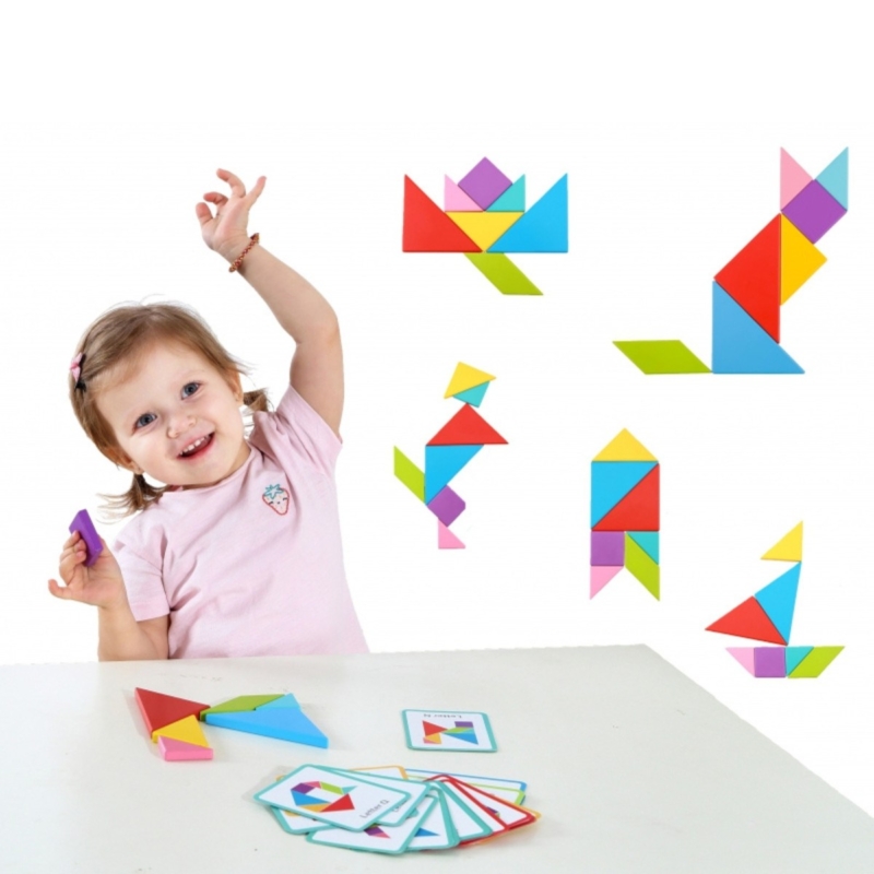 Tooky Toy spalvota geometrinė dėlionė - puzlė