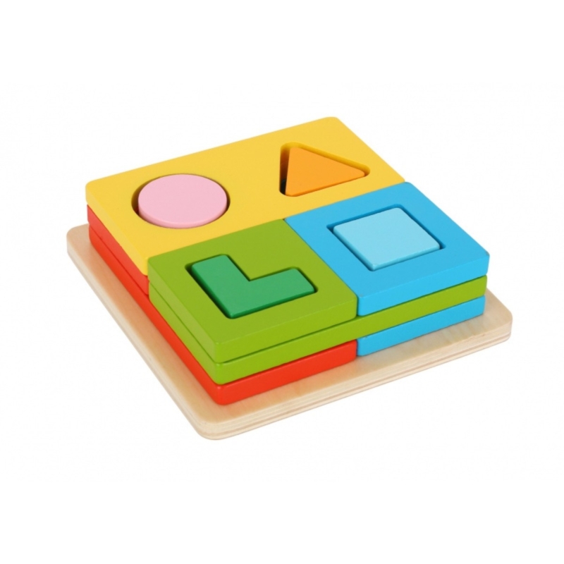 Tooky Toy medinė geometrinė formų dėlionė