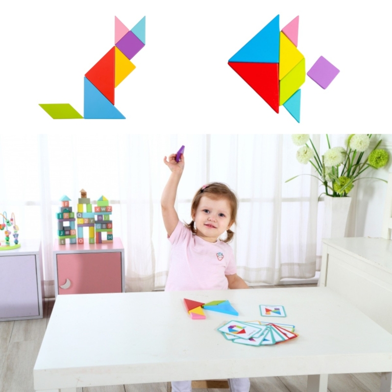 Tooky Toy spalvota geometrinė dėlionė - puzlė