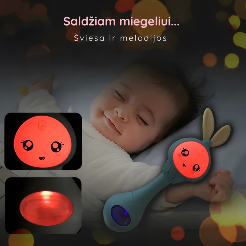 Muzikinis barškutis "Zuikutis", žydras