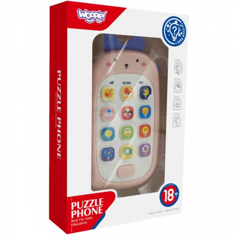 Woopie Baby žaislinis muzikinis telefonas vaikams, rožinis