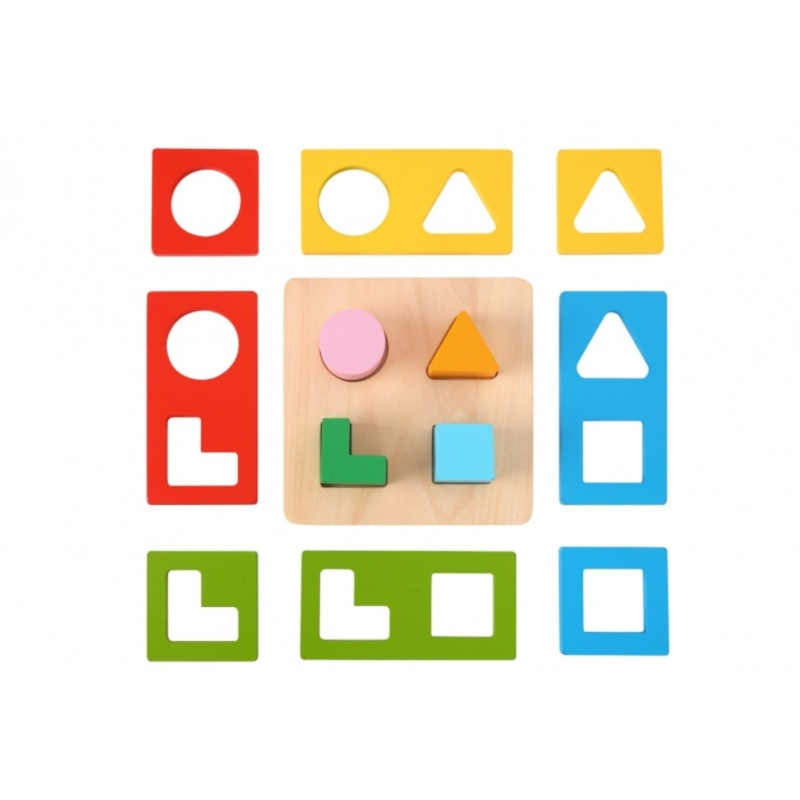 Tooky Toy medinė geometrinė formų dėlionė