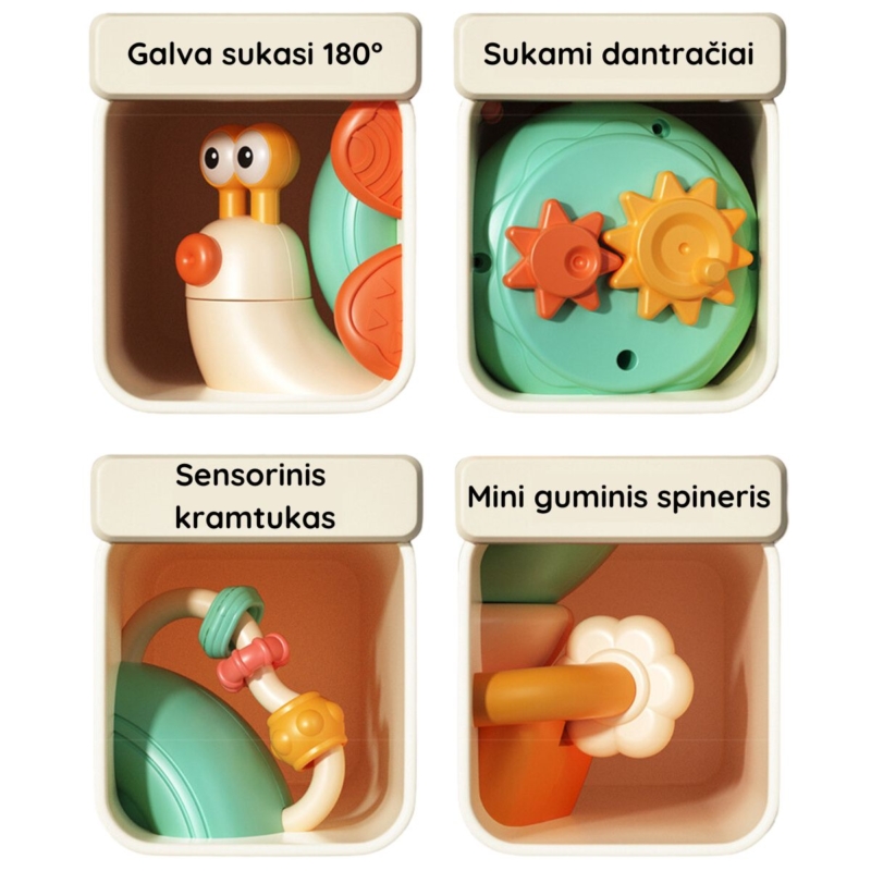 Daugiafunkcinis žaislas "Sraigė" 5in1, oranžinis