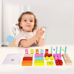 Classic world spalvotos medinės kaladėlės "Domino" (105 det.)