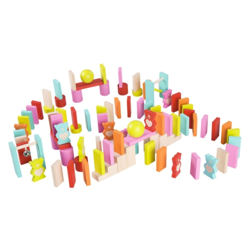 Classic world spalvotos medinės kaladėlės "Domino" (105 det.)