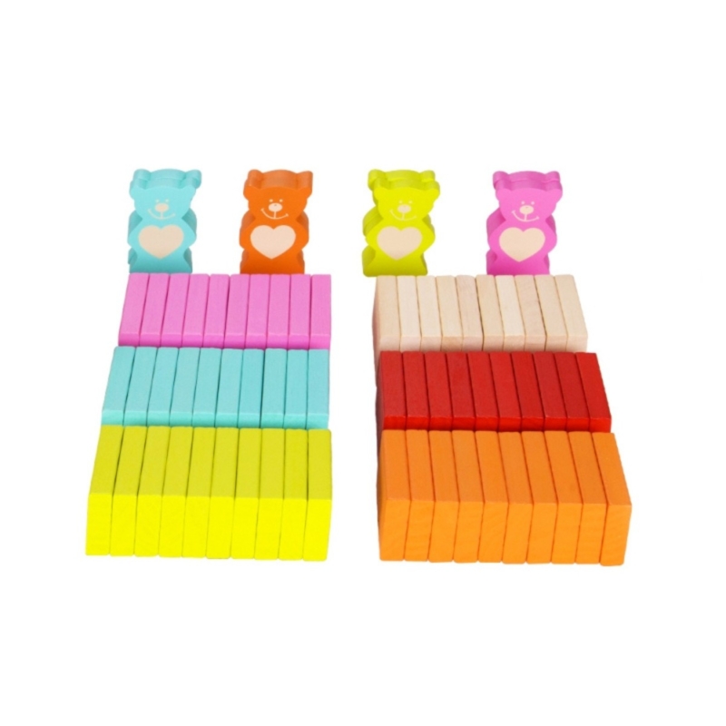 Classic world spalvotos medinės kaladėlės "Domino" (105 det.)