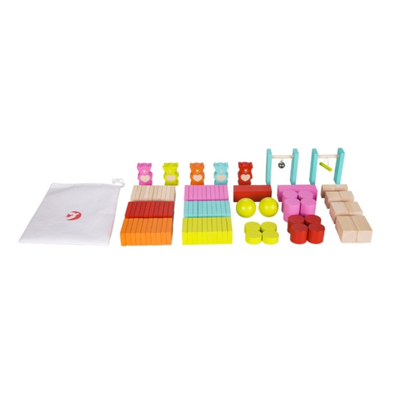 Classic world spalvotos medinės kaladėlės "Domino" (105 det.)