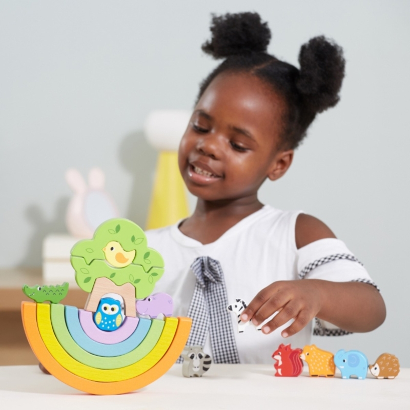 Medinė montessori kūrybinė dėlionė  „Vaivorykštė ir gamta“