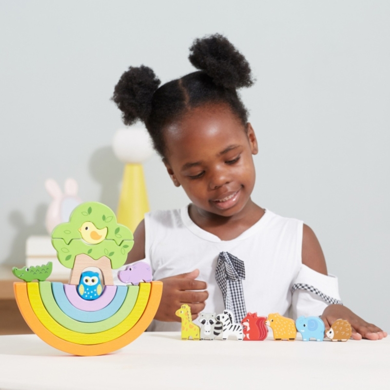 Medinė montessori kūrybinė dėlionė  „Vaivorykštė ir gamta“