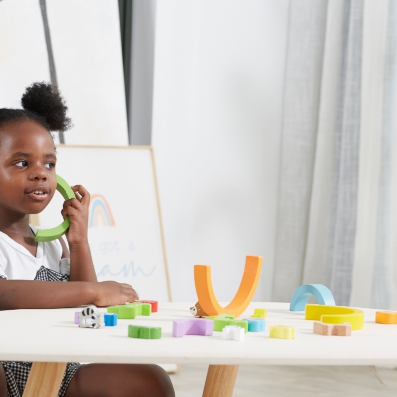 Medinė montessori kūrybinė dėlionė  „Vaivorykštė ir gamta“
