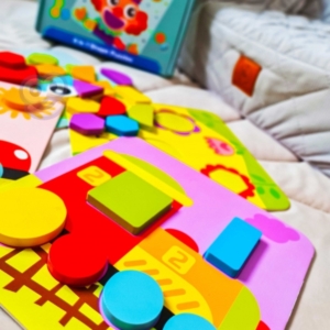 Tooky Toy spalvota montessori kaladėlių dėlionė 4in1