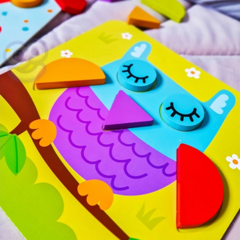 Tooky Toy spalvota montessori kaladėlių dėlionė 4in1