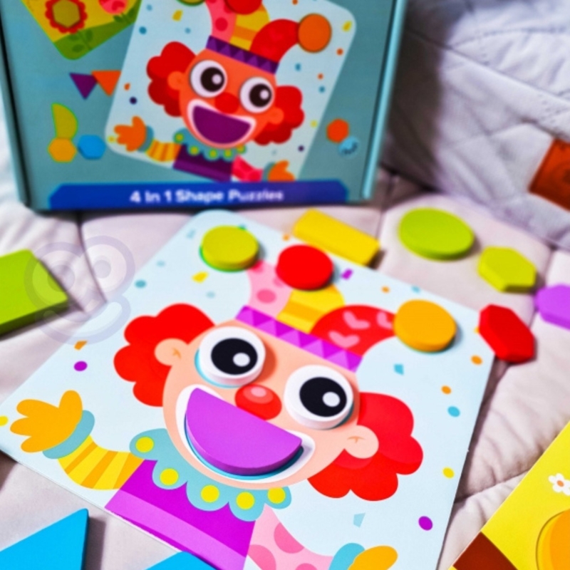 Tooky Toy spalvota montessori kaladėlių dėlionė 4in1