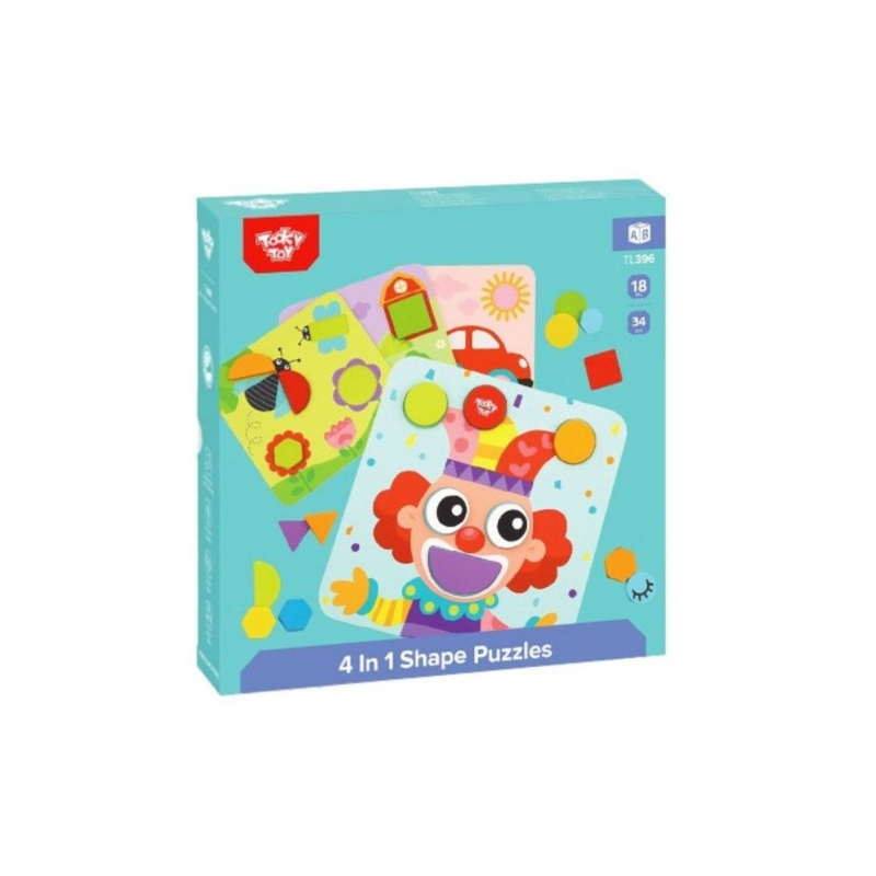 Tooky Toy spalvota montessori kaladėlių dėlionė 4in1
