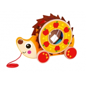 Tooky Toy traukiamas medinis žaislas - rūšiuoklė "Ežiukas"