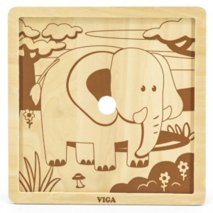 Viga medinė dėlionė "Dramblys" (9 det.)