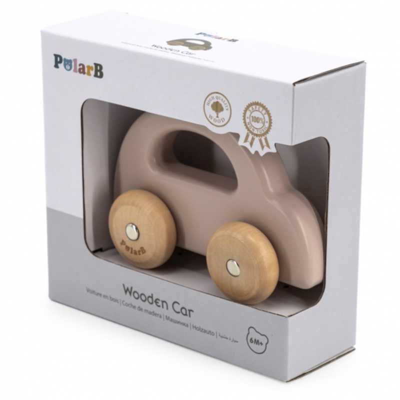 Medinis stumiamas automobilis vaikams, ruda – Viga PolarB
