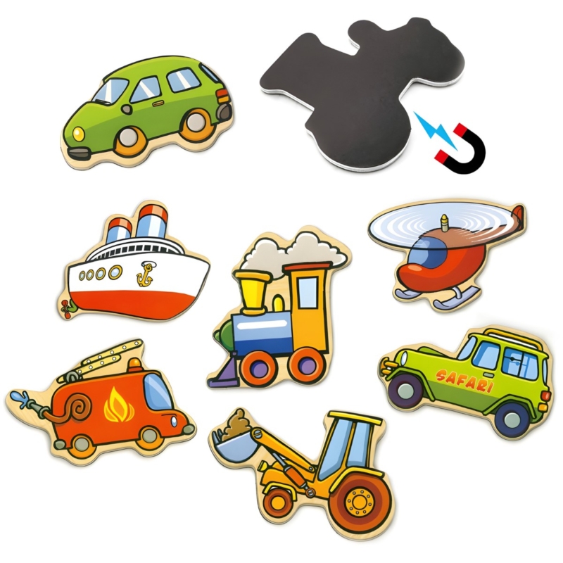 Viga medinių magnetukų rinkinys "Transportas" (20  det.)