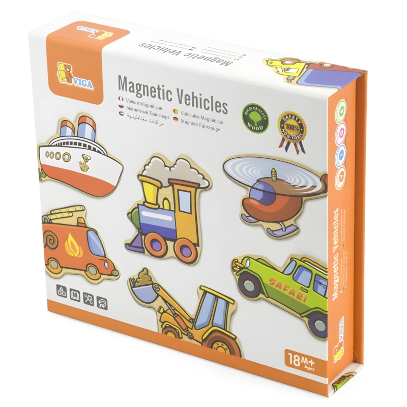 Viga medinių magnetukų rinkinys "Transportas" (20  det.)