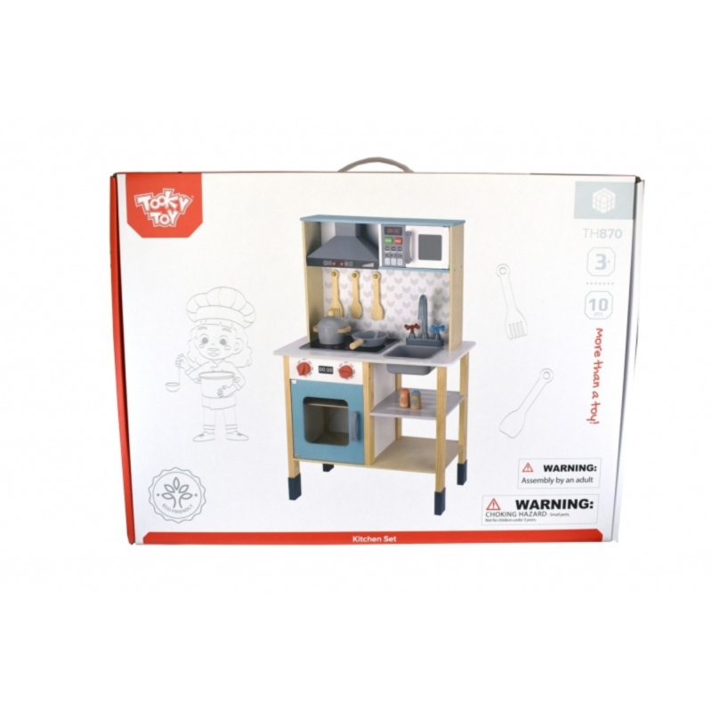TOOKY TOY medinė vaikiška virtuvėlė su priedais, 96 cm