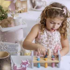 Medinis mušamasis suoliukas su plaktuku vaikams nuo 2 metų