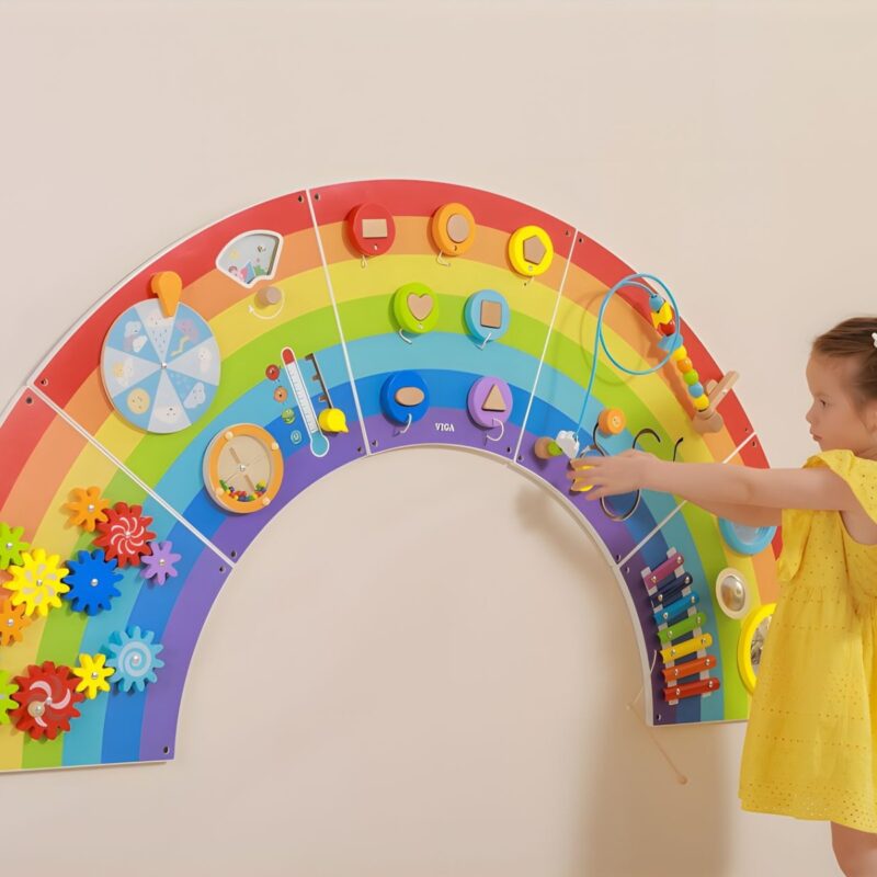 Montessori sensorinė lenta „Vaivorykštė“ vaikams nuo 18 mėn.