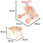 Interaktyvus muzikinis stalas - stumdukas 3in1, rožinis