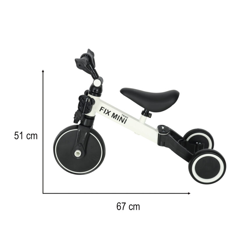 Balansinis triratukas vaikams su pedalais 3in1, baltas