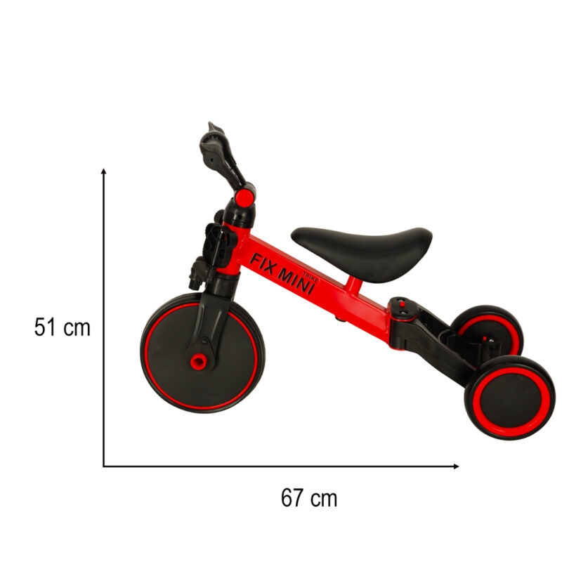 Balansinis triratukas vaikams su pedalais 3in1, raudonas